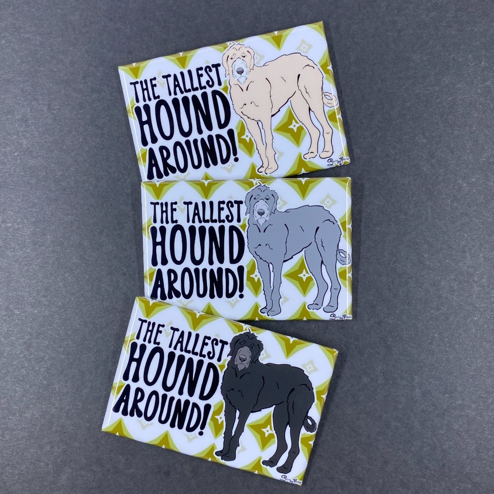Funny Irish Wolfhound Magnet, 3 Colors Available - Handmade 2x3"
